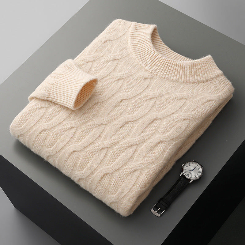 Men's knitted sweater with half turtleneck