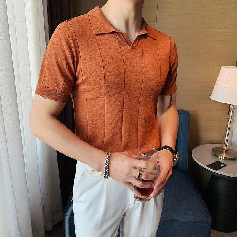 V-Neck Ice Silk Shirt