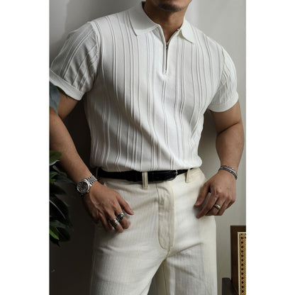 Men's Knitted Polo with Zip