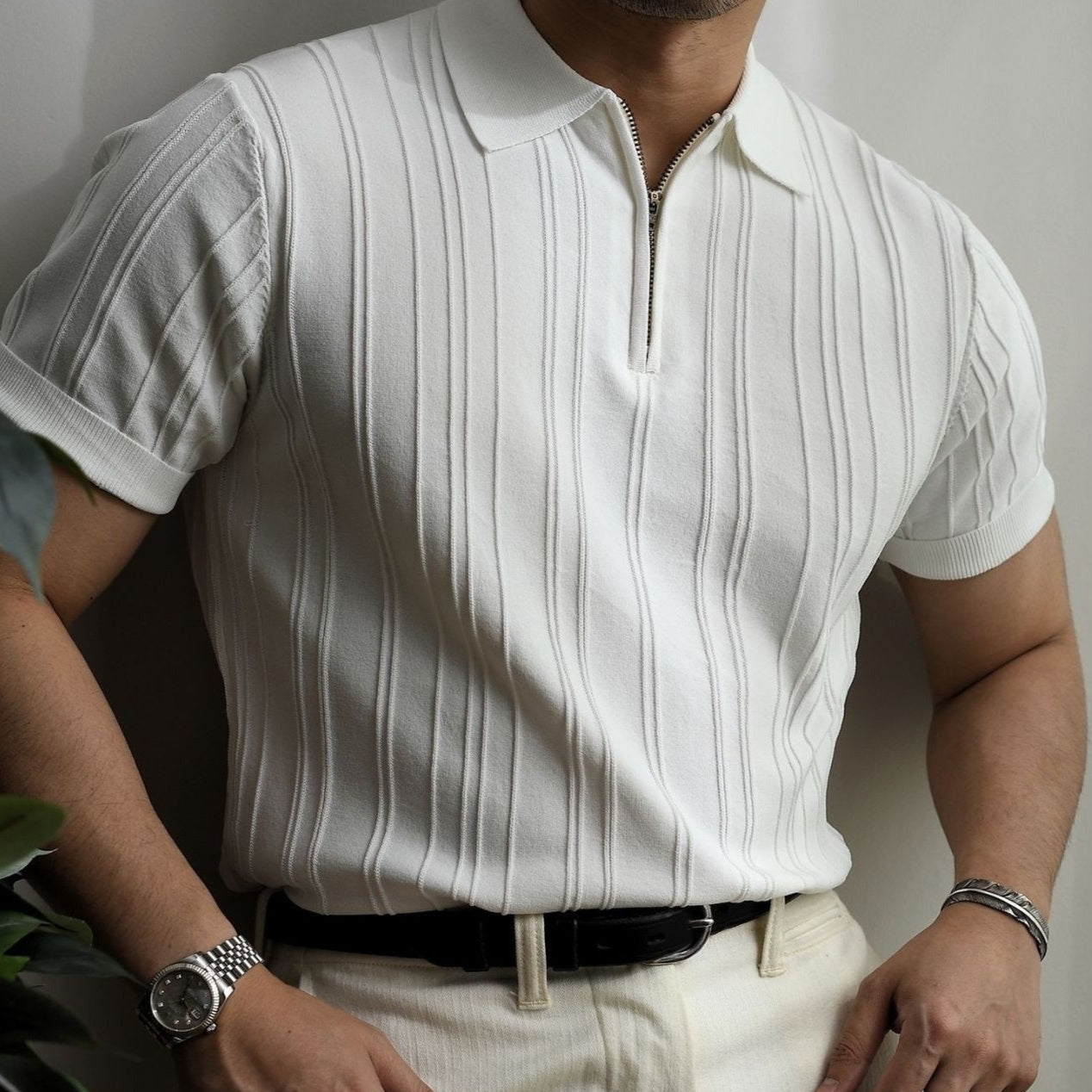 Men's Knitted Polo with Zip