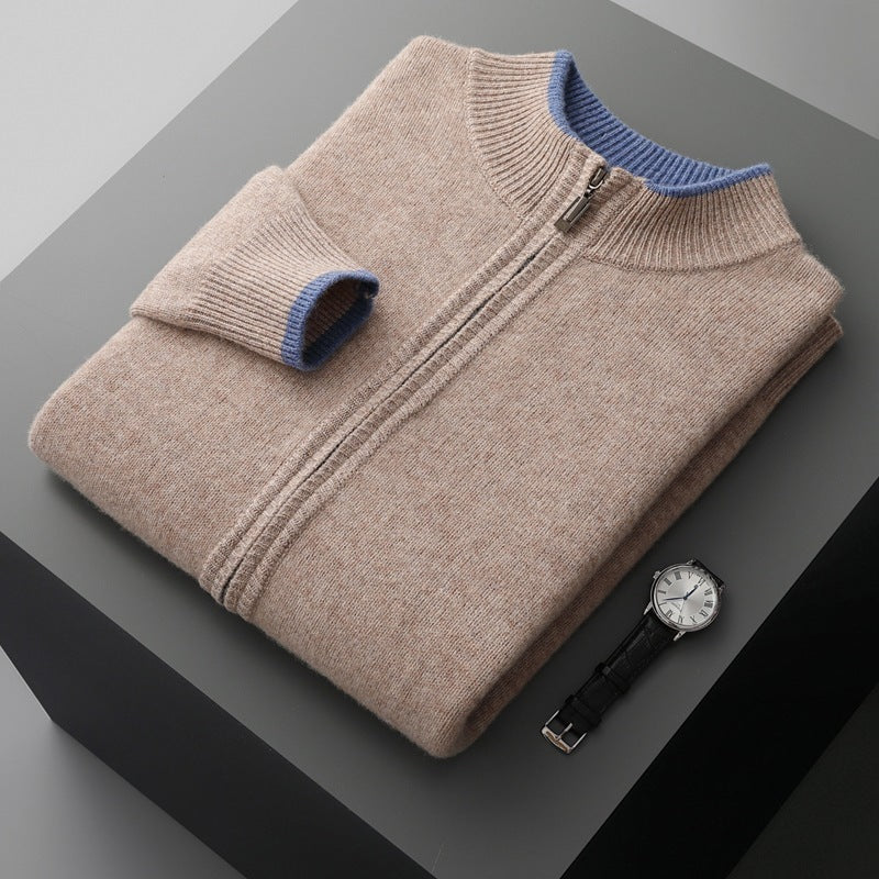 Urban Gents | Men's Half Turtleneck Zipper Cardigan Sweater