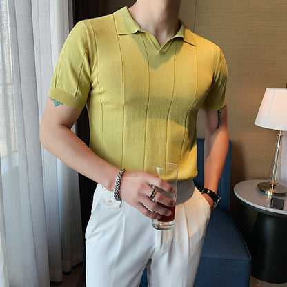 V-Neck Ice Silk Shirt
