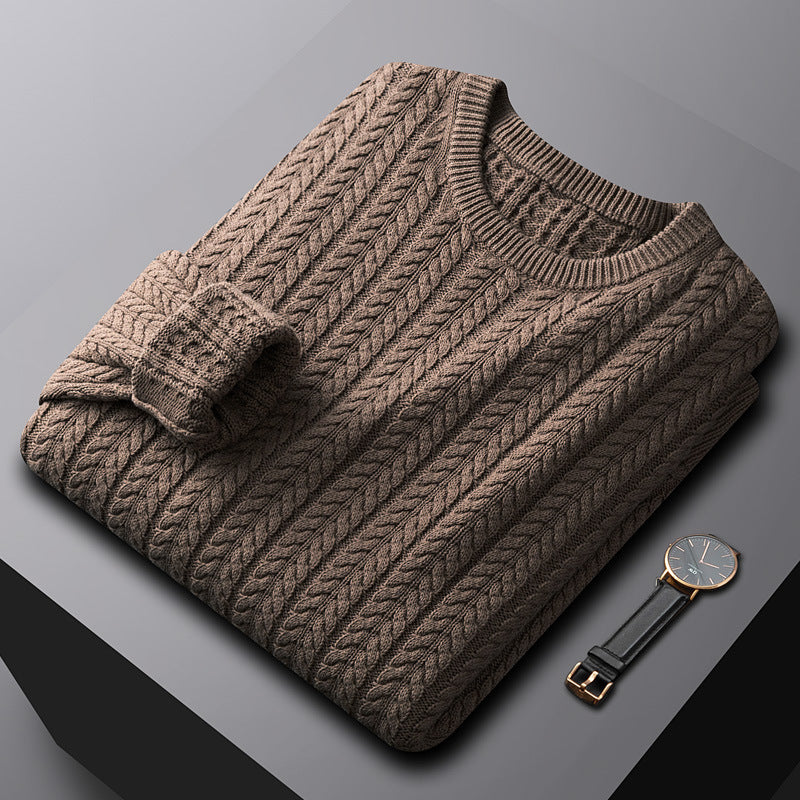 Men's Thick Cotton Sweater with Fur Lining
