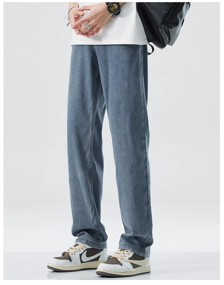 Loose Straight Ice Silk Jeans