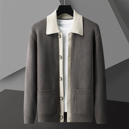 Contrast Collar Knit Cardigan