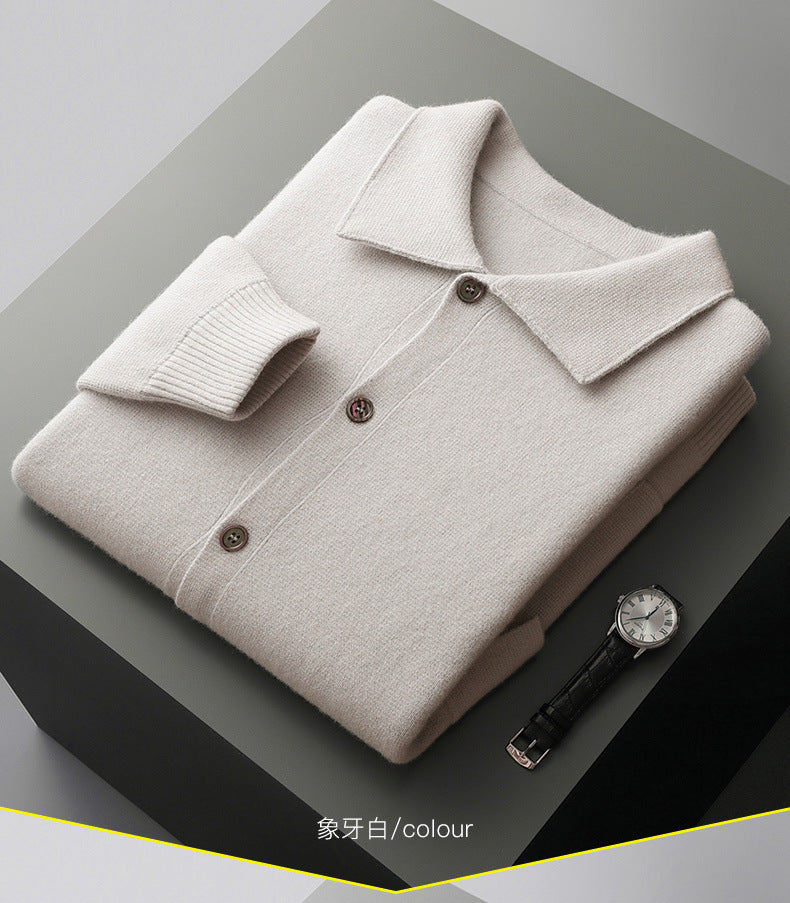 Urban Gents Wool Polo-Collar Cardigan