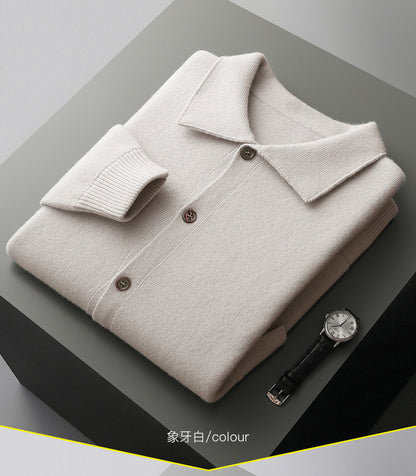 Urban Gents Wool Polo-Collar Cardigan