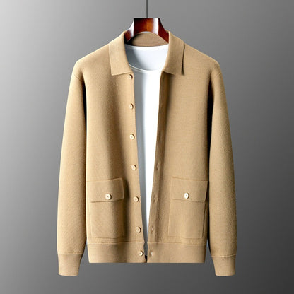 Urban Gents Wool Polo-Collar Cardigan