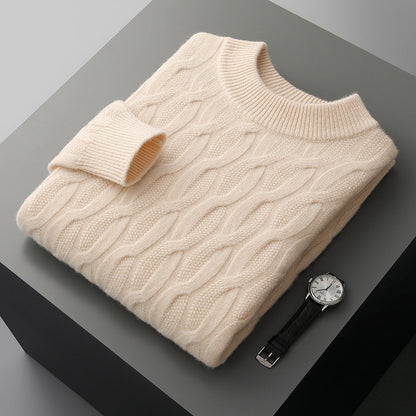 Men's knitted sweater with half turtleneck