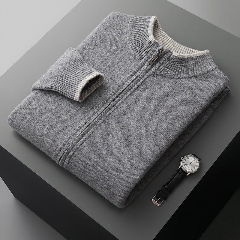 Urban Gents | Men's Half Turtleneck Zipper Cardigan Sweater