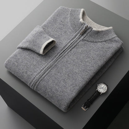 Urban Gents | Men's Half Turtleneck Zipper Cardigan Sweater