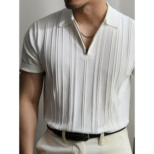 Men's Knitted Polo with Zip