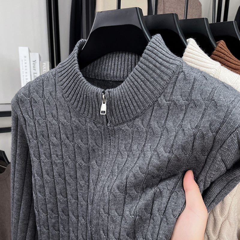 Cable Knit Stand Collar Sweater