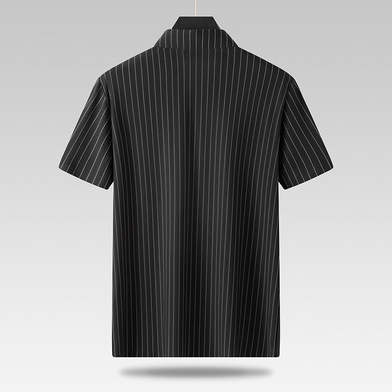 Urban Gents | Plus Size Striped Ice Silk Shirt