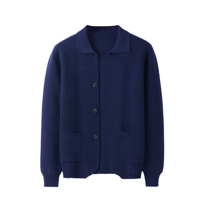 Men's Lapel Cardigan Sweater with Pockets