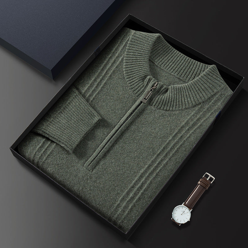 Men's Half-Roll Neck Zipper Sweater