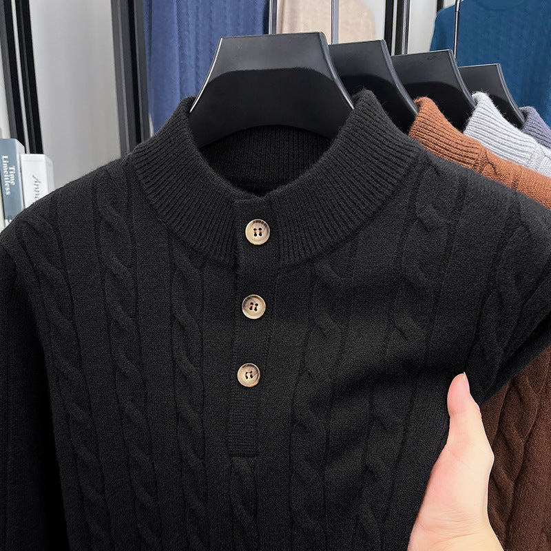 Cable Knit Stand Collar Sweater