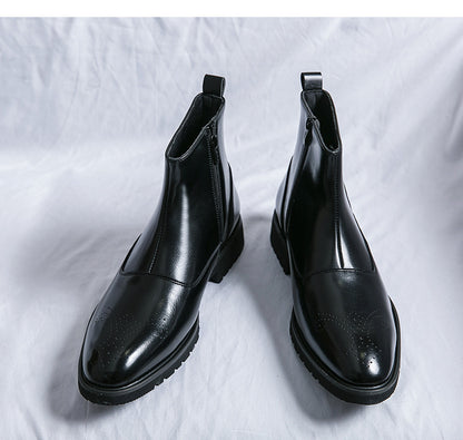 Classic leather boots with zipper