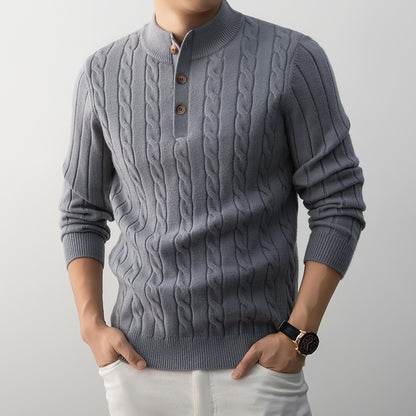 Cable Knit Stand Collar Sweater