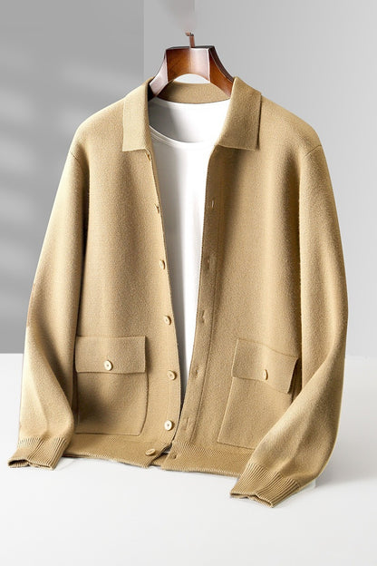 Urban Gents Wool Polo-Collar Cardigan