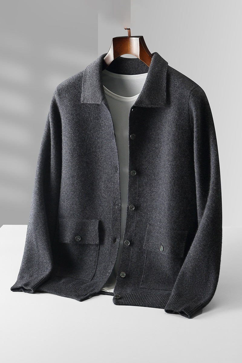 Urban Gents Wool Polo-Collar Cardigan