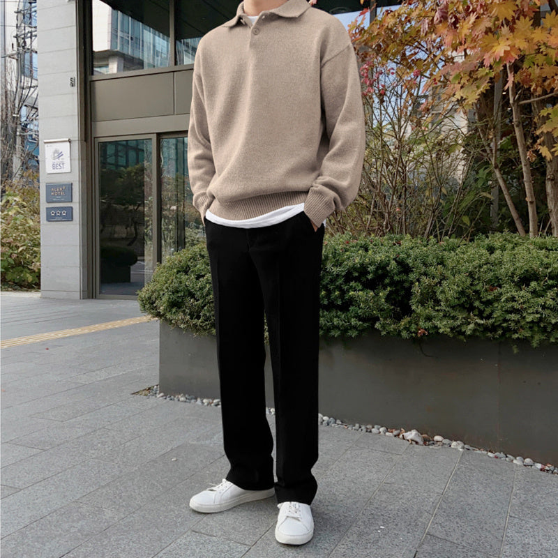Urban Gents Men’s Lapel-Collar Jumper