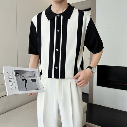 Urban Gents | Striped Color Block Polo Sweater