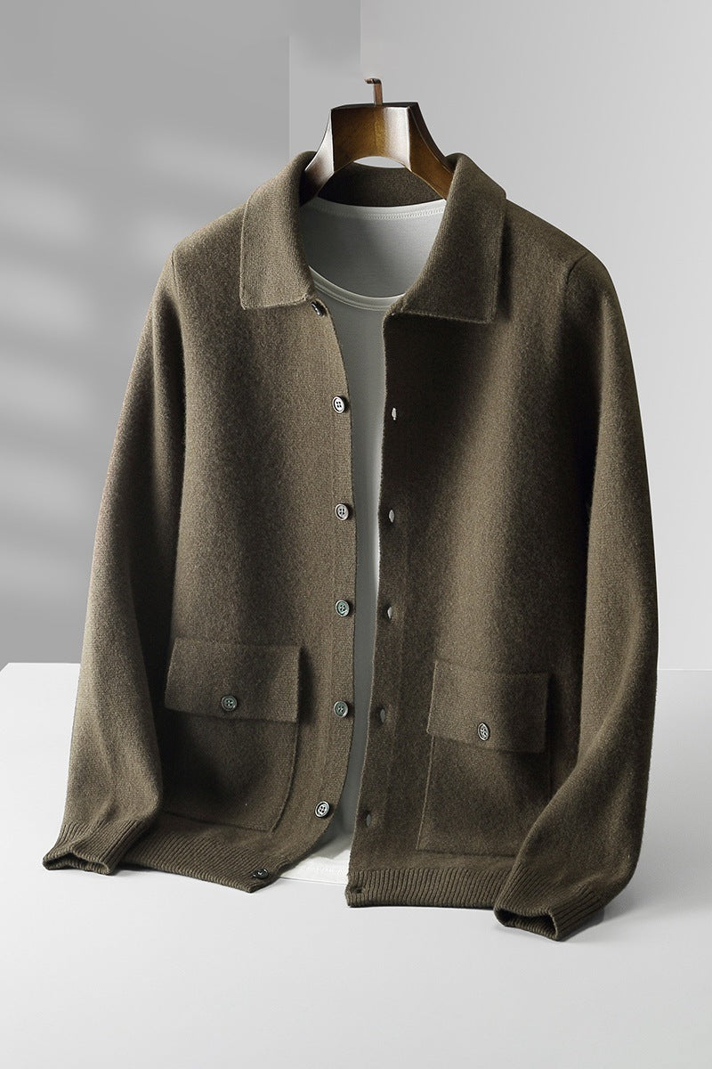 Urban Gents Wool Polo-Collar Cardigan