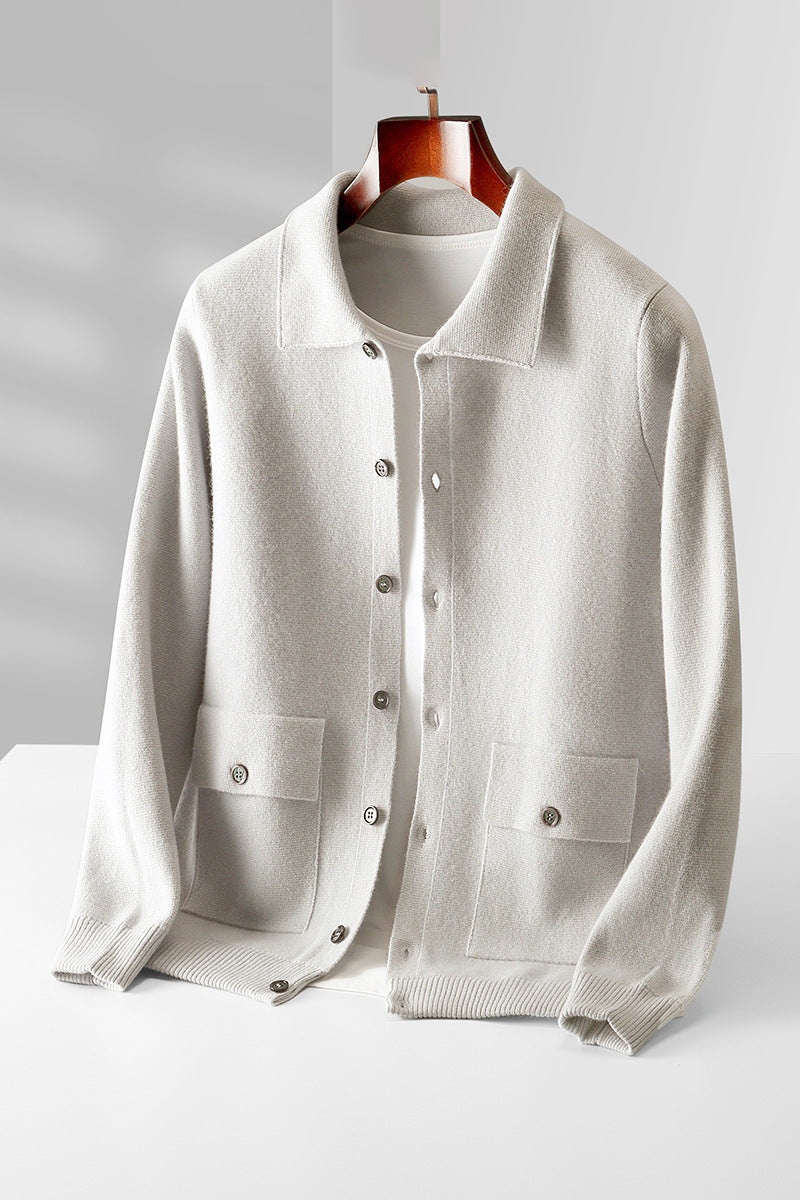 Urban Gents Wool Polo-Collar Cardigan