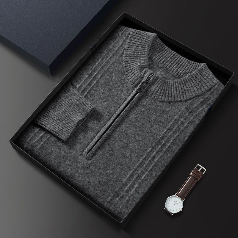 Men's Half-Roll Neck Zipper Sweater