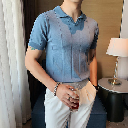 V-Neck Ice Silk Shirt