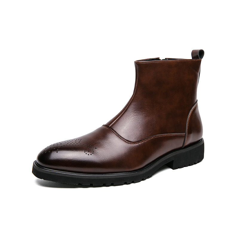 Classic leather boots with zipper