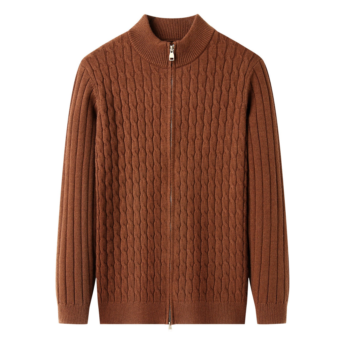 Cable Knit Stand Collar Sweater
