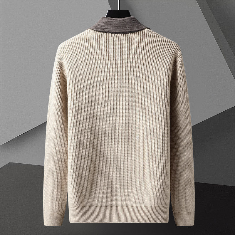 Contrast Collar Knit Cardigan