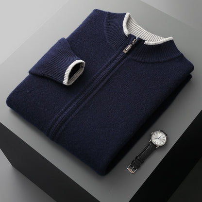 Urban Gents | Men's Half Turtleneck Zipper Cardigan Sweater
