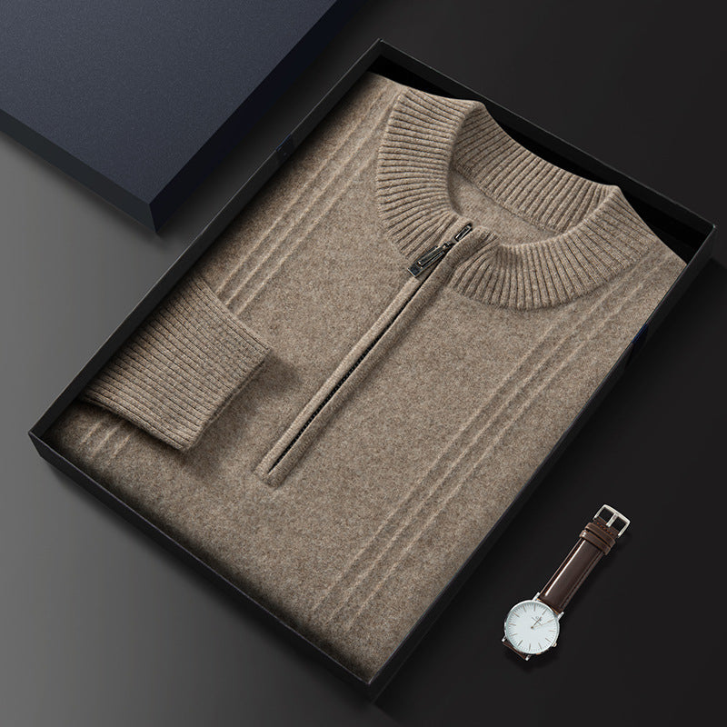 Men's Half-Roll Neck Zipper Sweater
