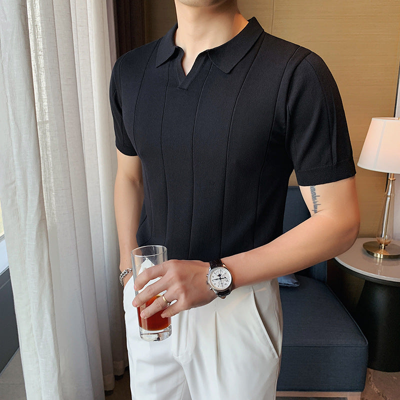 V-Neck Ice Silk Shirt