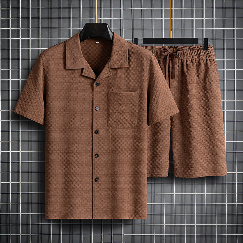 Urban Gents | Lapel Short-Sleeve Shorts Set