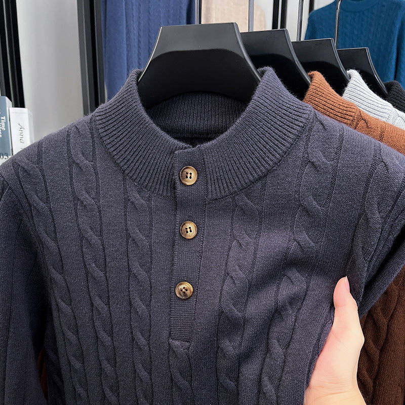 Cable Knit Stand Collar Sweater