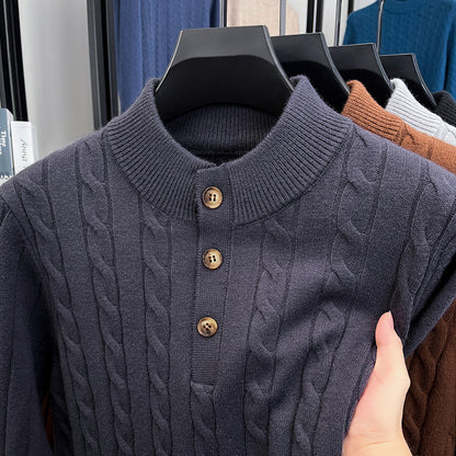 Cable Knit Stand Collar Sweater